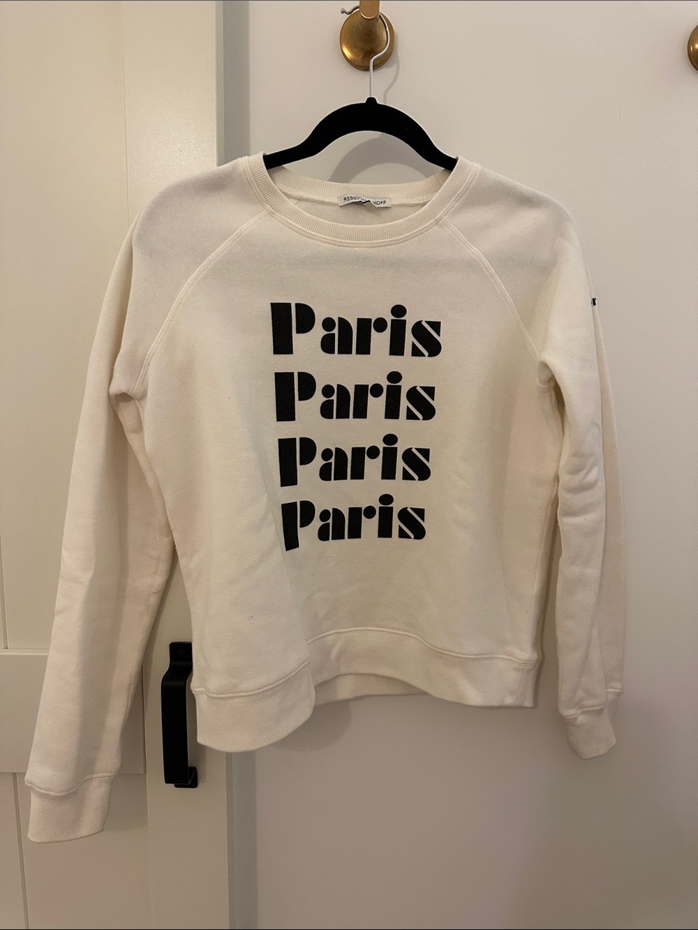 Rebecca Minkoff Cream Crewneck with Black Paris Graphic